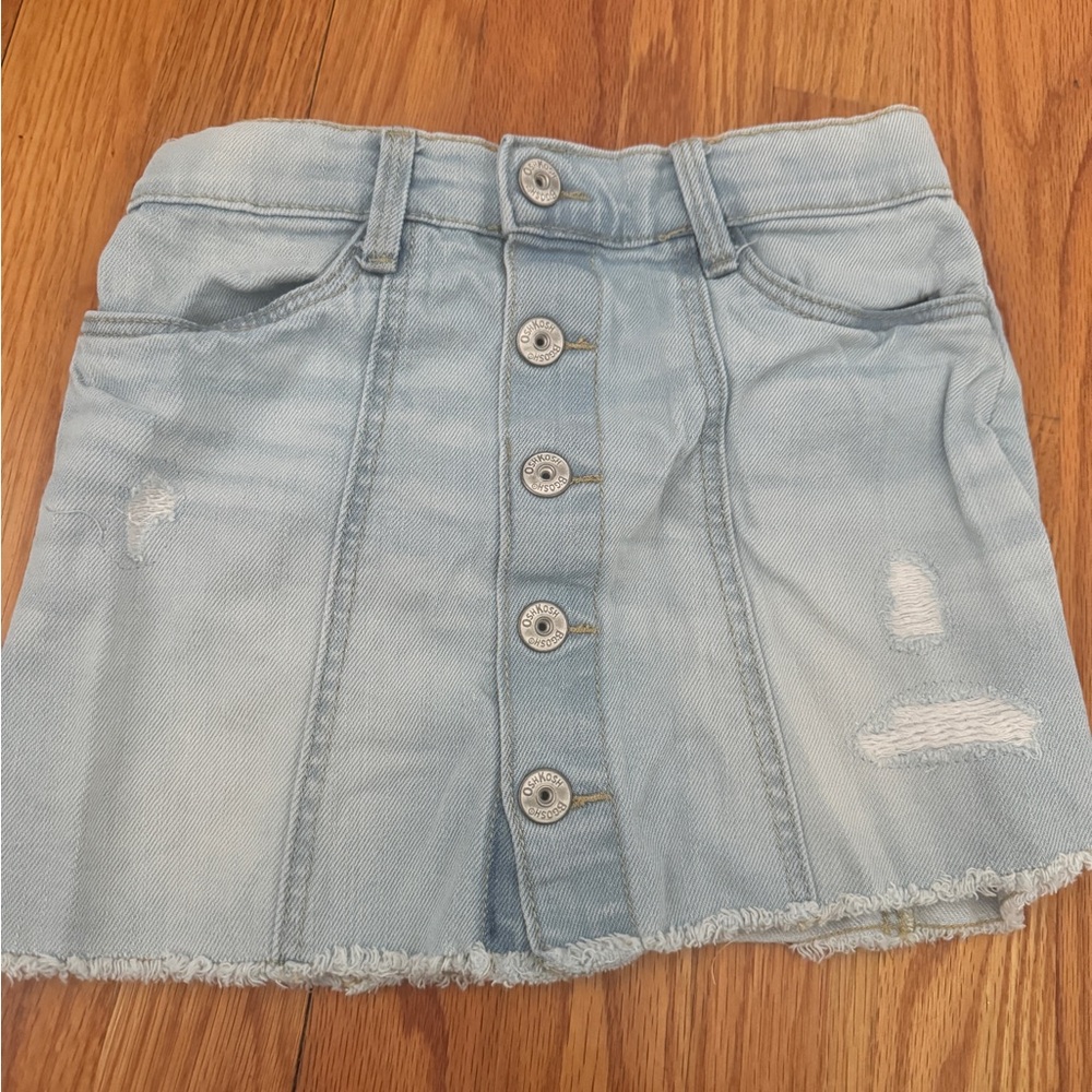 Light Wash Denim Button-Front Mini Skirt